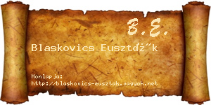Blaskovics Euszták névjegykártya